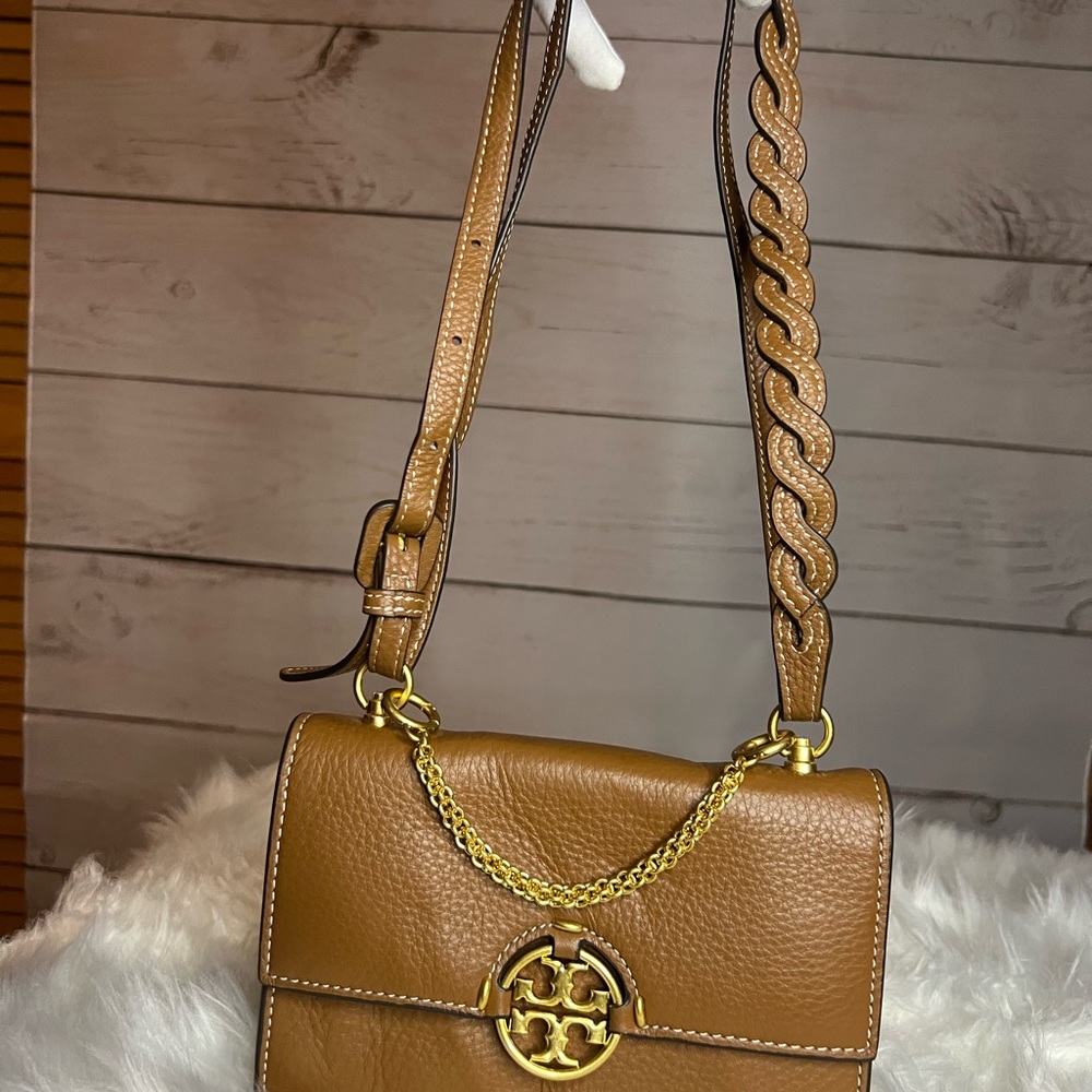 Tory Burch Light Umber Miller Flap Leather Shoulder Bag - Picture 12 of 14